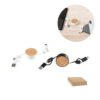 RUBINS. 6-in-1 retractable USB cable in recycled ABS (100% rABS) and bamboo