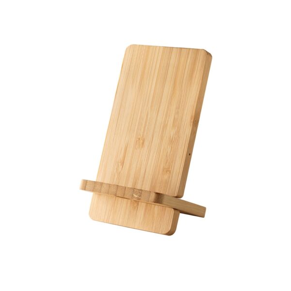LANGE. Smartphone holder with 15W fast wireless charger in bamboo
