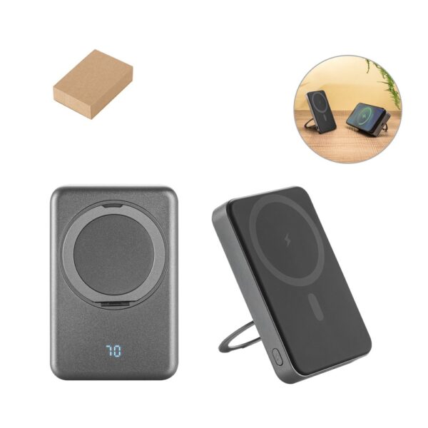 WARSHEL 10. 10'000 mAh magnetic power bank with 15W superfast wireless charger in recycled ABS (100% rABS) with stand