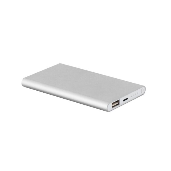 MARCET. Power bank slim 4'000 mAh in Recycled ABS (70% rABS) and recycled aluminium (30% rAL)