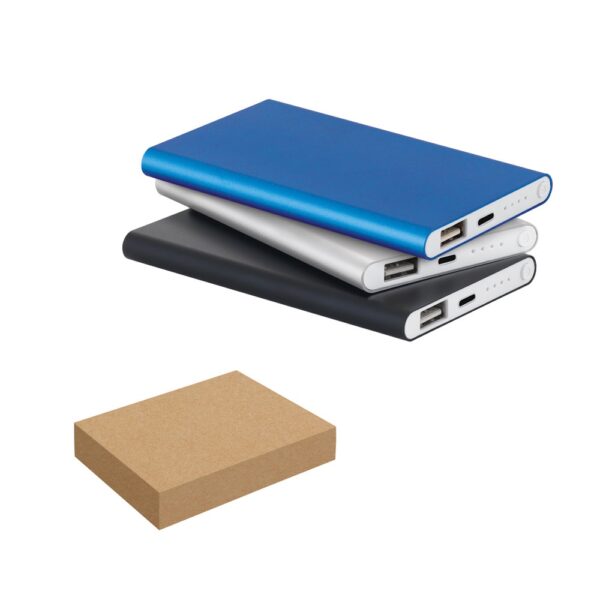 97344_set MARCET. Power bank slim 4'000 mAh in Recycled ABS (70% rABS) and recycled aluminium (30% rAL)