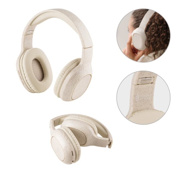 FEYNMAN. Foldable wireless headphones with 4-hour battery life in wheat straw and ABS