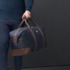Travel bag Button Navy & Brown