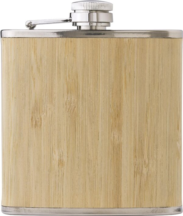 Stainless steel and bamboo hip flask Hayden