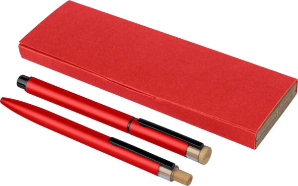 impr_1427372 Recycled aluminium lacquered pen set Ilaria