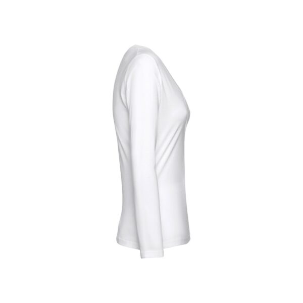 11165_106-c THC BUCHAREST WOMEN WH II. Long-sleeved scoop neck fitted T-shirt for women. 100% carded cotton. White