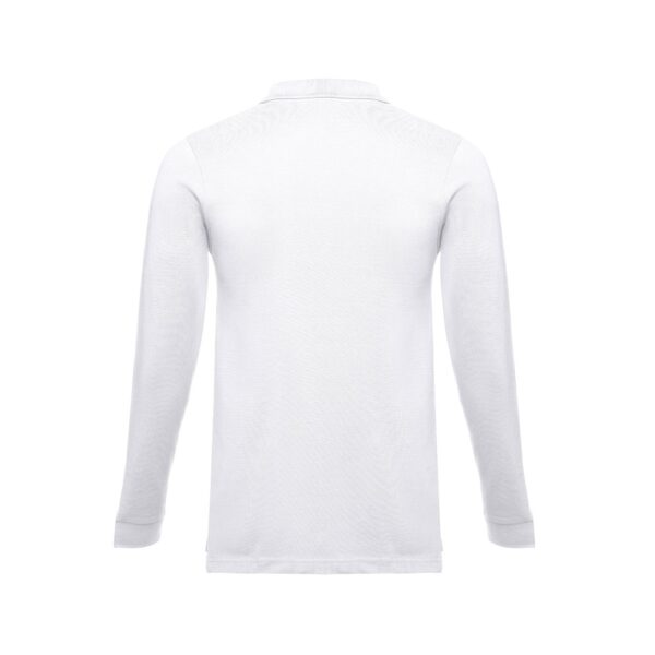 11170_106-b THC BERN WH II. Men's long-sleeved 100% cotton piqué polo shirt with removable label