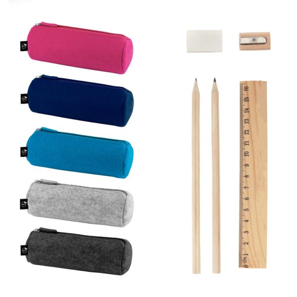11196_set NOMAD. Multi-purpose case in recycled felt (100% rPET) with ruler, pencils, rubber and sharpener