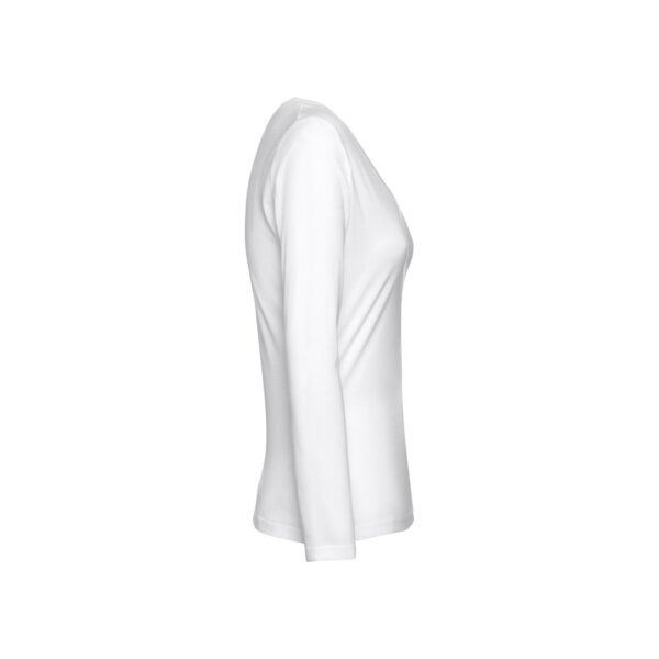 THC BUCHAREST WOMEN WH. Long-sleeved scoop neck fitted T-shirt for women. 100% carded cotton. White