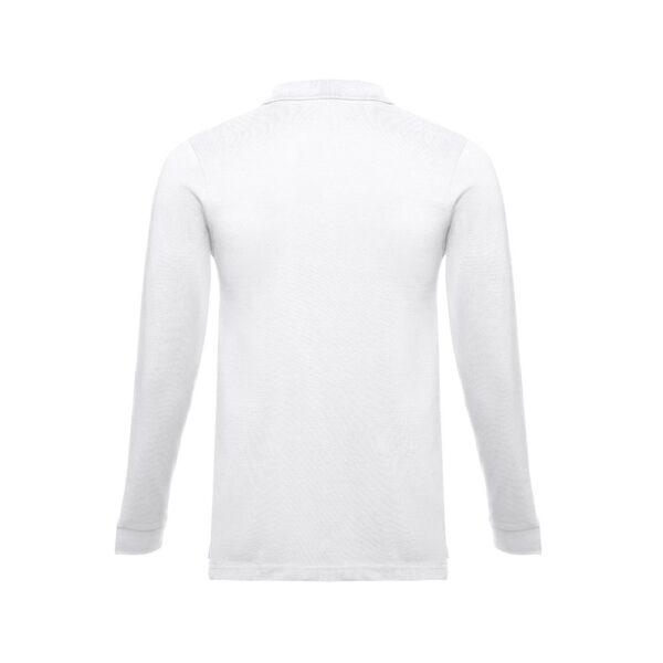 THC BERN WH. Men's long-sleeved 100% cotton piqué polo shirt with removable label