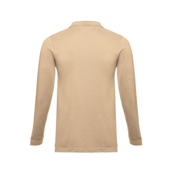 THC BERN. Men's long-sleeved 100% cotton piqué polo shirt with removable label