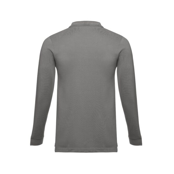 THC BERN. Men's long-sleeved 100% cotton piqué polo shirt with removable label