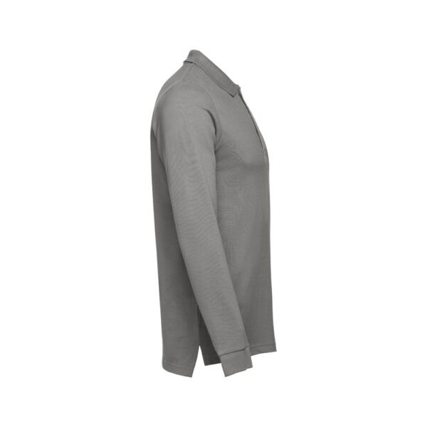 THC BERN. Men's long-sleeved 100% cotton piqué polo shirt with removable label