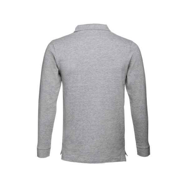 THC BERN. Men's long-sleeved 100% cotton piqué polo shirt with removable label
