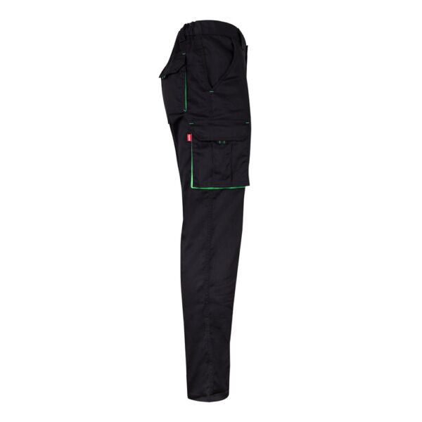 VL FIDES. Two-tone, multi-pocket stretch trousers (240g/m²), in cotton (46%), EME (38%) and polyester (16%)