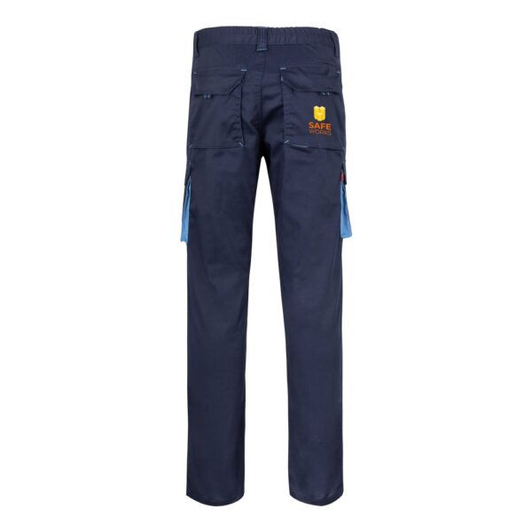 VL FIDES. Two-tone, multi-pocket stretch trousers (240g/m²), in cotton (46%), EME (38%) and polyester (16%)