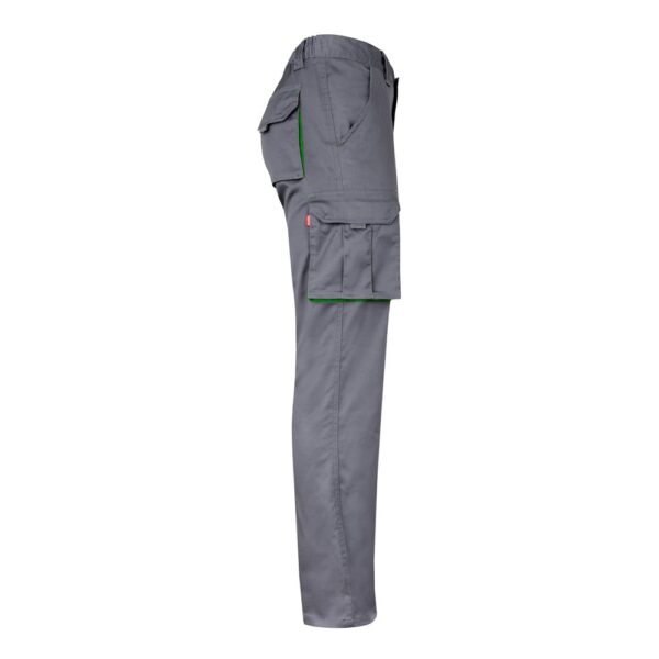VL FIDES. Two-tone, multi-pocket stretch trousers (240g/m²), in cotton (46%), EME (38%) and polyester (16%)