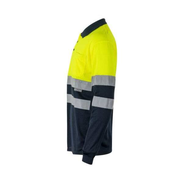 VL VULCAN. Two-tone bird-eye polo shirt (160g/m²) with long sleeves, in polyester (100%)
