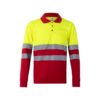 VL VULCAN. Two-tone bird-eye polo shirt (160g/m²) with long sleeves, in polyester (100%)