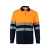 VL VULCAN. Two-tone bird-eye polo shirt (160g/m²) with long sleeves, in polyester (100%)