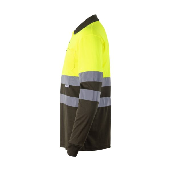 VL VULCAN. Two-tone bird-eye polo shirt (160g/m²) with long sleeves, in polyester (100%)
