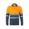 VL VULCAN LARGE. Two-tone bird-eye polo shirt (160g/m²) with long sleeves, in polyester (100%)