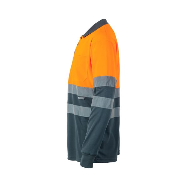 VL VULCAN LARGE. Two-tone bird-eye polo shirt (160g/m²) with long sleeves, in polyester (100%)