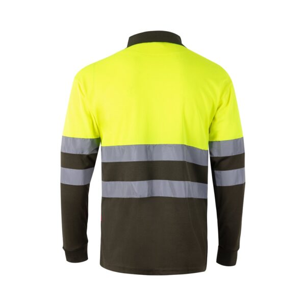 VL VULCAN LARGE. Two-tone bird-eye polo shirt (160g/m²) with long sleeves, in polyester (100%)
