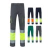 36087_set VL ZEUS. Two-tone, multi-pocket stretch trousers (240g/m²), in cotton (46%), EME (38%) and polyester (16%)