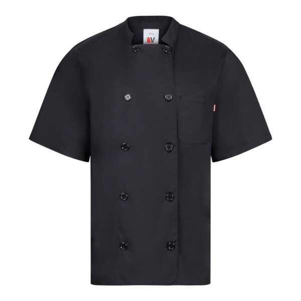 VL DURGA. Short-sleeved poplin (110g/m²) kitchen jacket in cotton (35%) and polyester (65%)