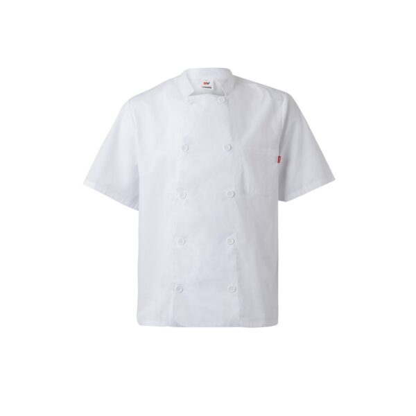 VL DURGA. Short-sleeved poplin (110g/m²) kitchen jacket in cotton (35%) and polyester (65%)
