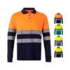 36139_set VL PLUTO. Two-tone piqué polo shirt (150g/m²) with long sleeves, in cotton (55%) and polyester (45%)