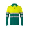36140_209 VL PLUTO LARGE. Two-tone piqué polo shirt (150g/m²) with long sleeves, in cotton (55%) and polyester (45%)