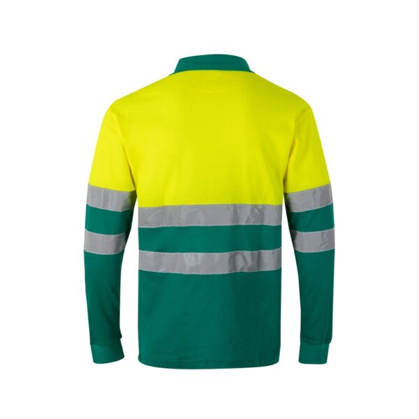 VL PLUTO LARGE. Two-tone piqué polo shirt (150g/m²) with long sleeves, in cotton (55%) and polyester (45%)