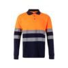 36140_214 VL PLUTO LARGE. Two-tone piqué polo shirt (150g/m²) with long sleeves, in cotton (55%) and polyester (45%)