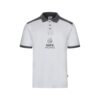 36148_106-logo VL VELES. Two-tone stretch piqué polo shirt (200g/m²) with short sleeves, in polyester (96%) and elastane (4%)