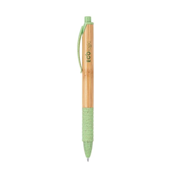 81013_119-logo KUMA. Bamboo ball pen with non-slip clip