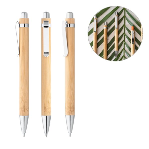 81163_set HERA. Bamboo ball pen with metal clip