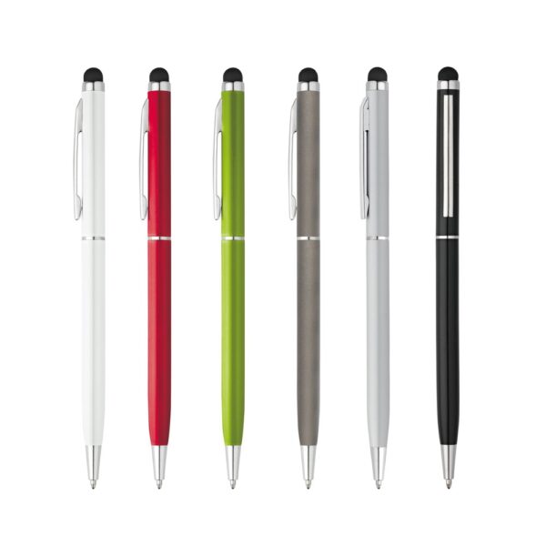 91624_set ZOE. Aluminium ball pen with twist mechanism and touch tip