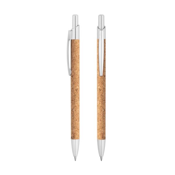 91647_set NATURA. Cork and recycled aluminum (100% rAL) ball pen with clip