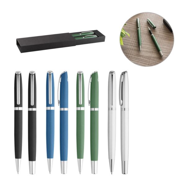 91778_set RE-LANDO-SET. Roller and ball pen set with recycled aluminium (100% rAL) body