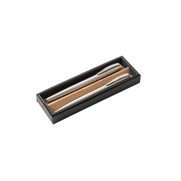ELLA. Roller and ballpoint pen set with stainless steel body (53% rSS) with clip