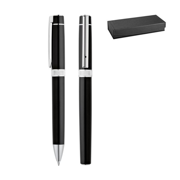 91816_set DOURO. Metal rollerball and ballpoint set with clip