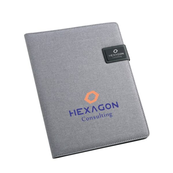 RIORDAN. A4 folder in imitation linen and PU with lined pages