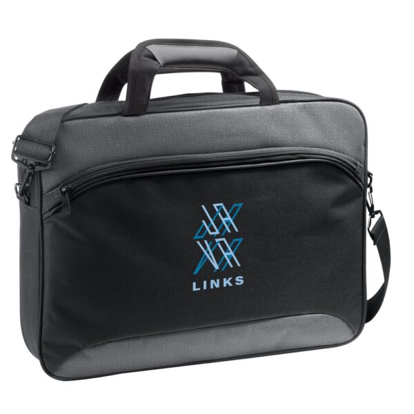 92266_113-logo SANTANA. 15'6" Laptop briefcase in 2 Tone 600D and 300D polyester
