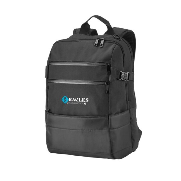 92280_103-logo ZIPPERS BPACK. 15'6" Laptop backpack in 300D polyester and 840D jacquard