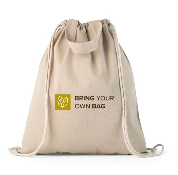 RISSANI. Drawstring bag with recycled cotton (70%) and polyester (30% rPET) (140 g/m²)