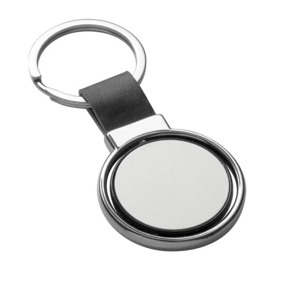 ALBRIGHT. Metal and PU keyring suitable for customisation by doming