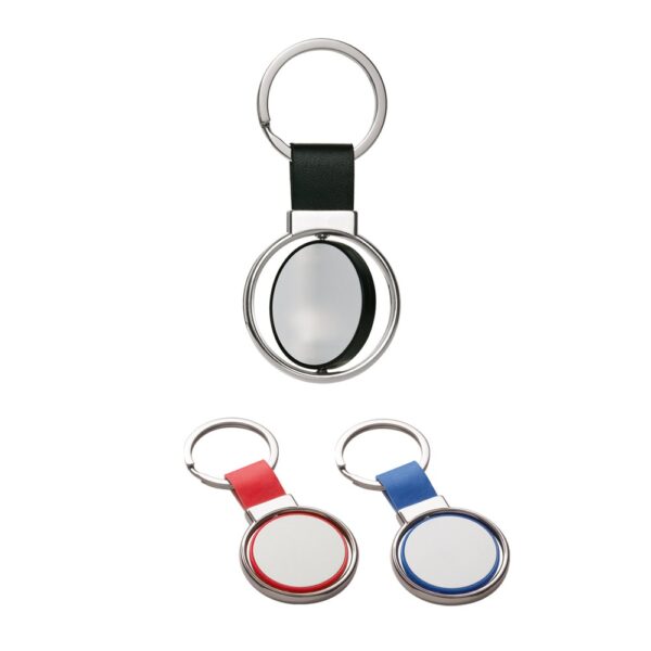 93177_set ALBRIGHT. Metal and PU keyring suitable for customisation by doming