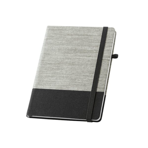 ROUSSEAU. A5 notepad in straw fibre and cotton canvas with lined pages